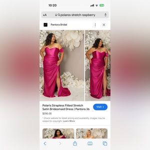 Pantora bridal Polaris strapless fitted stretch satin bridesmaid dressraspberry